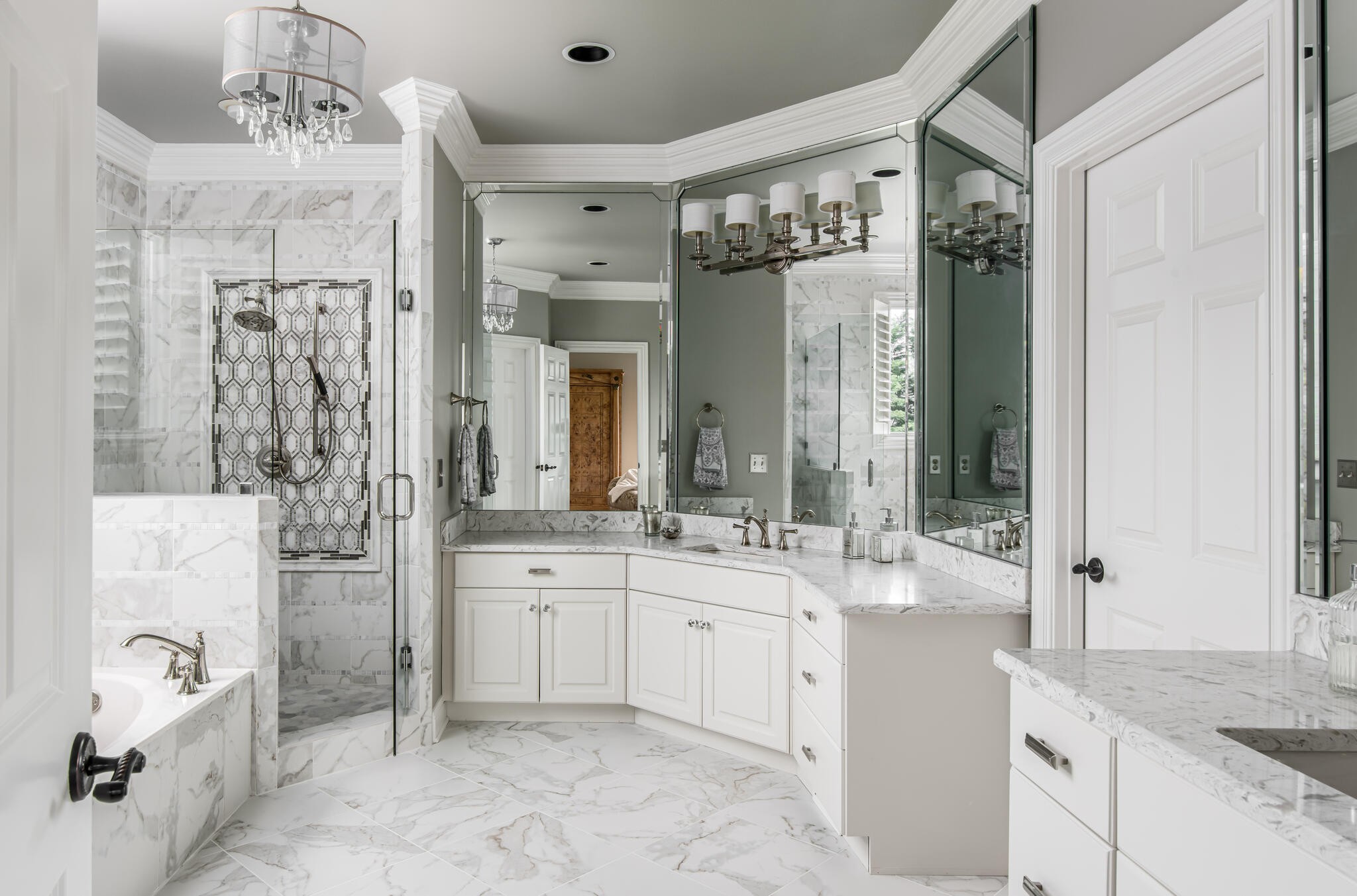 1101 Sunset Road Brentwood, TN 37027 - Photo 22 of 40 a spacious bathroom with a granite countertop sink mirror and shower