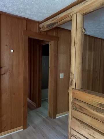 a view of wooden door