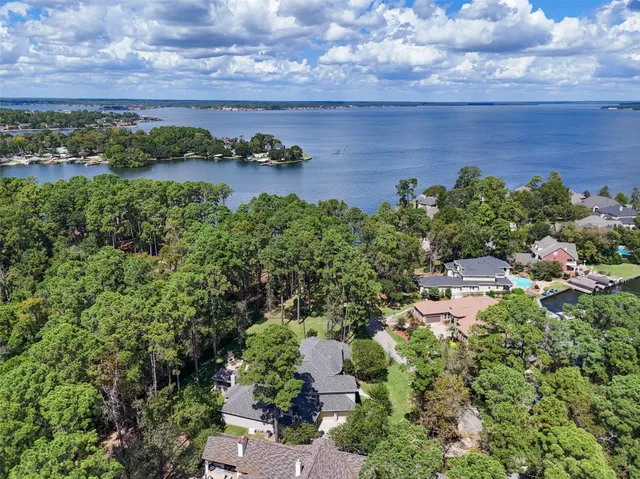 a view of a lake with a mountain in the background