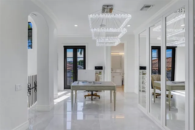 a view of a backyard with a fountain