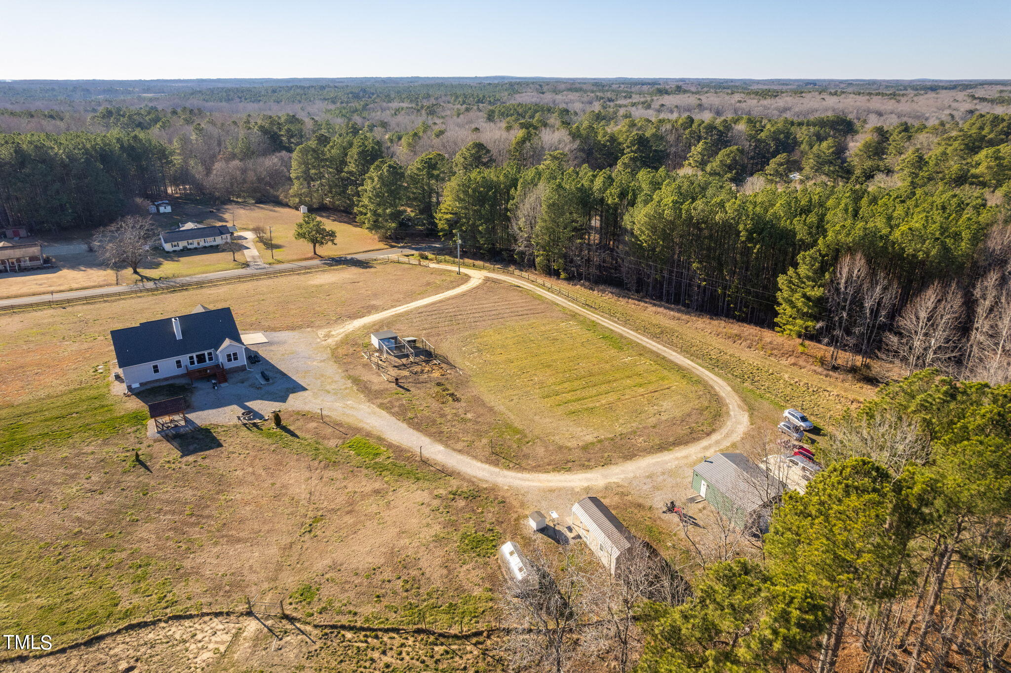 1428 Spring Valley Lake Road Henderson, NC 27537 - Photo 24 of 92 Aerial view of back of home