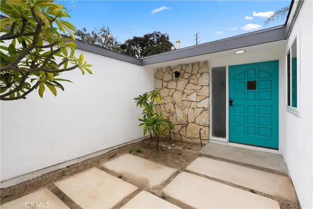 a potted plant sitting on the side of a building
