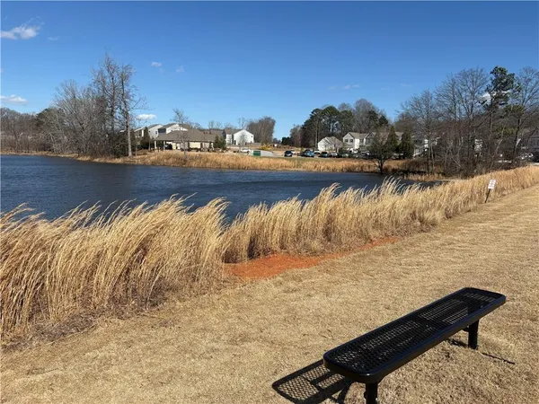 a view of a lake with houses