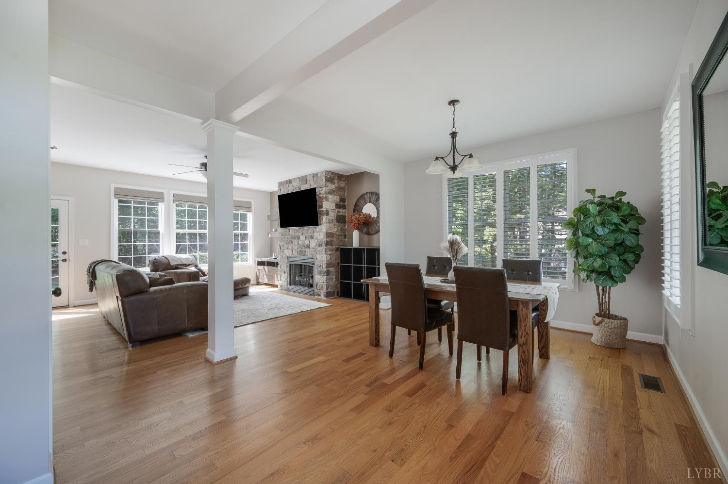 333 Sunset Ridge Drive Concord, VA 24538 - Photo 28 of 61 a living room with furniture dining table and a fireplace