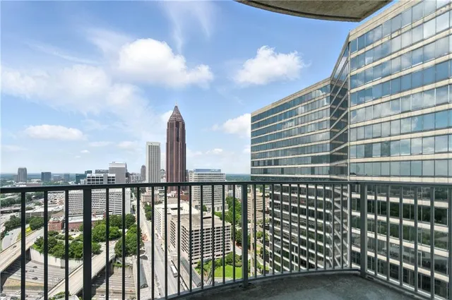a view of building from balcony