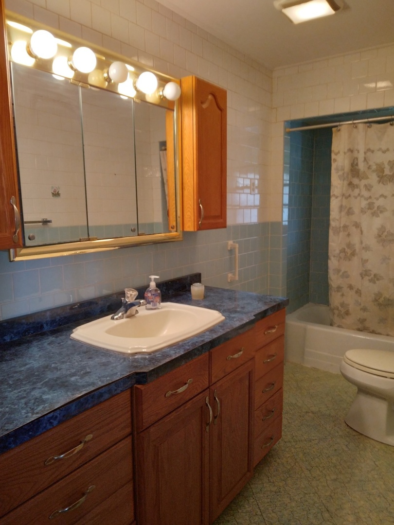 2201 Root Street Crest Hill, IL 60403 - Photo 11 of 27 a bathroom with a granite countertop sink and a toilet