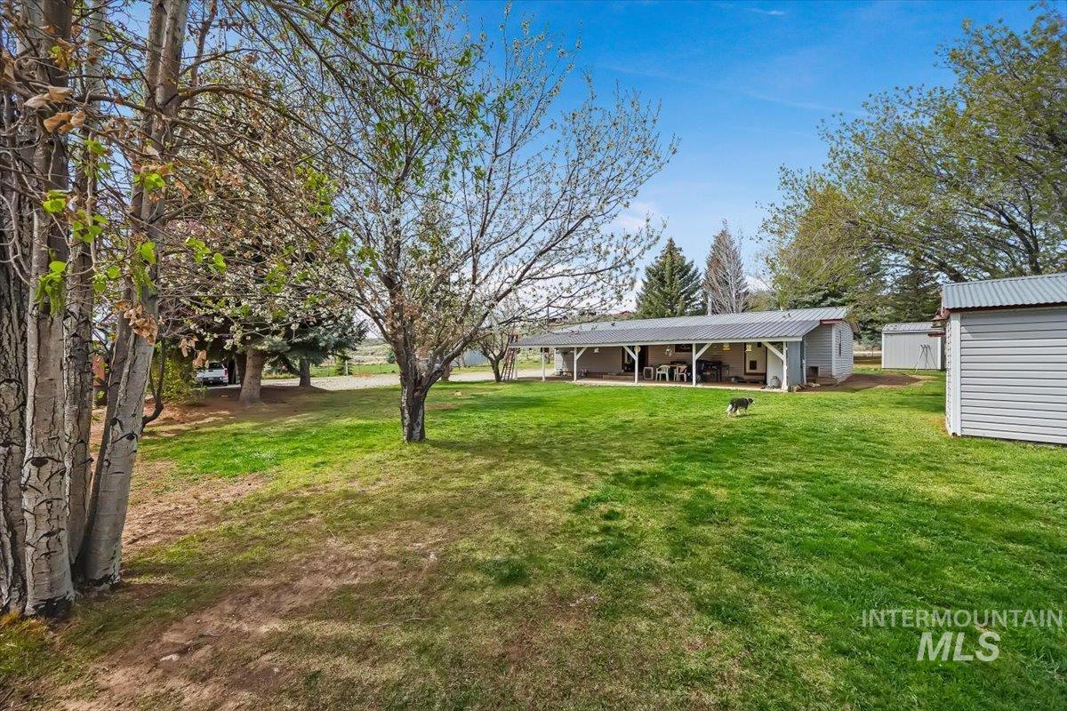 102 Willow Creek Road Fairfield, ID 83327 - Photo 25 of 32 View of grassy yard featuring an outdoor structure