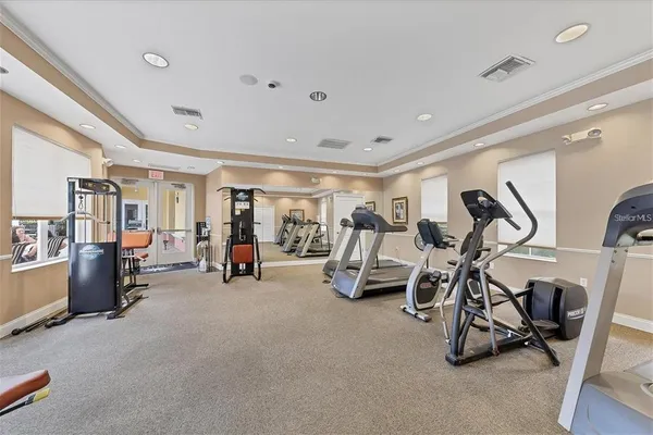 a view of a room with gym equipment