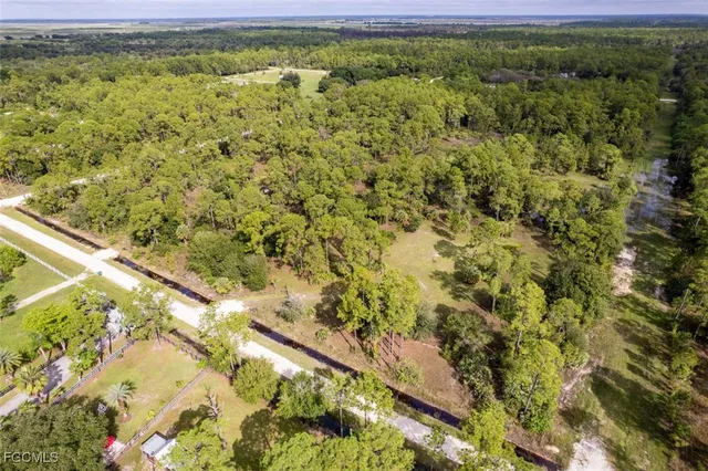 a view of a green field with lots of bushes