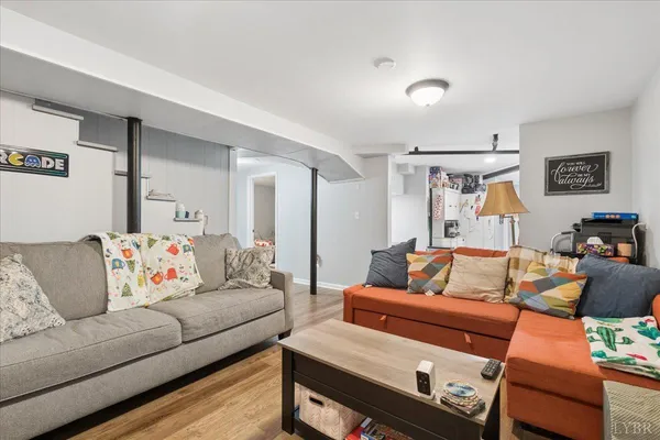 a living room with furniture and a couch