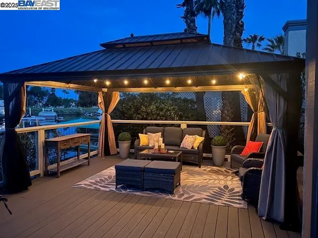 an aerial view of a house with a swimming pool
