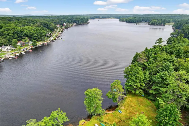 an aerial view of a garden with an outdoor space