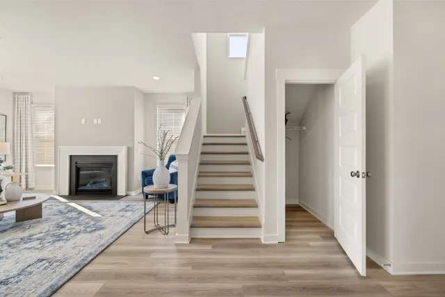 a view of a livingroom with a fireplace
