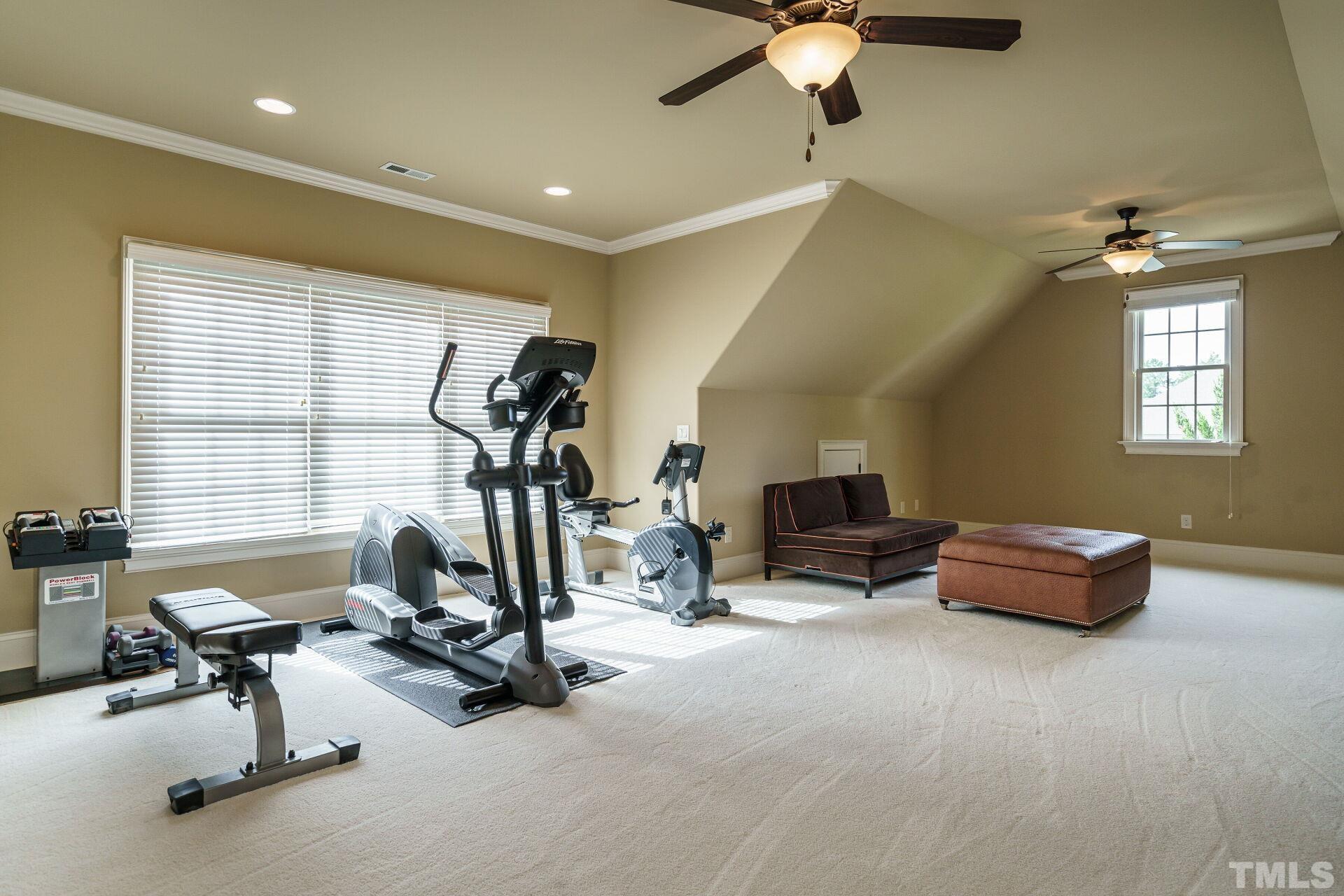 8313 Rue Cassini Court Raleigh, NC 27615 - Photo 36 of 74 a view of a room with gym equipment