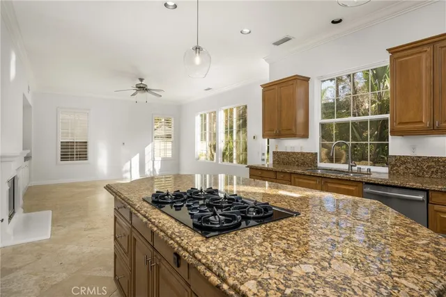 a outdoor space with a fireplace