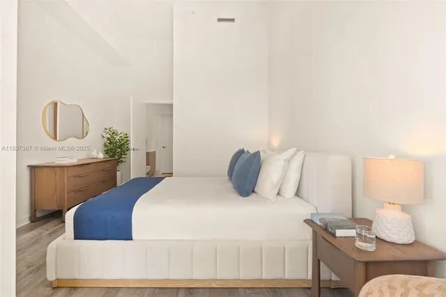 a view of a building with a garden