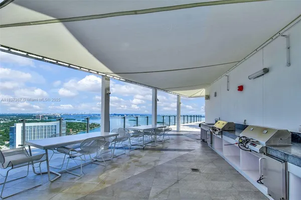 a front view of a multi story building