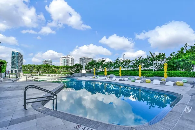 a view of a lake with a city view