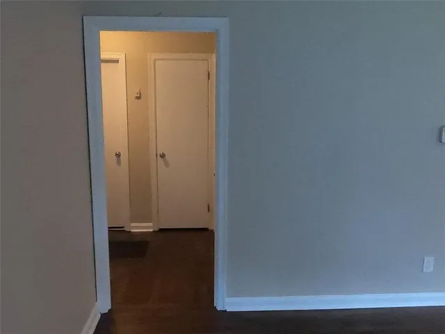 a view of small space with a door