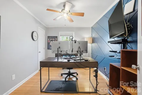a workspace with furniture