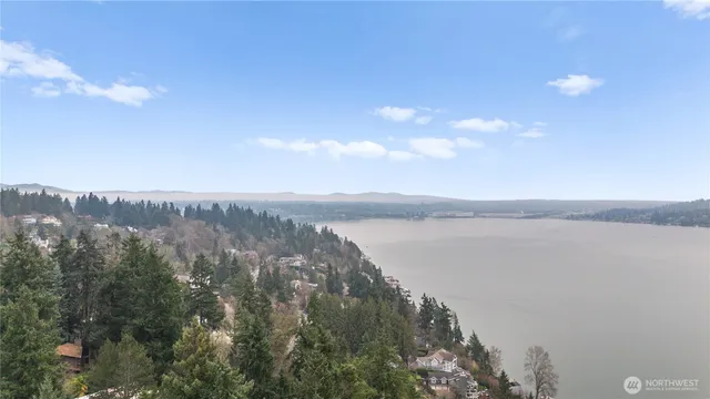a view of lake and mountain