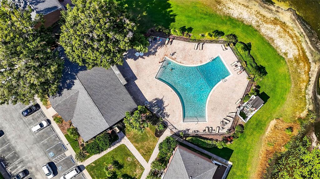 13824 Orange Sunset Drive, Unit 202 Tampa, FL 33618 - Photo 12 of 20 an aerial view of a house with outdoor space and a lake view