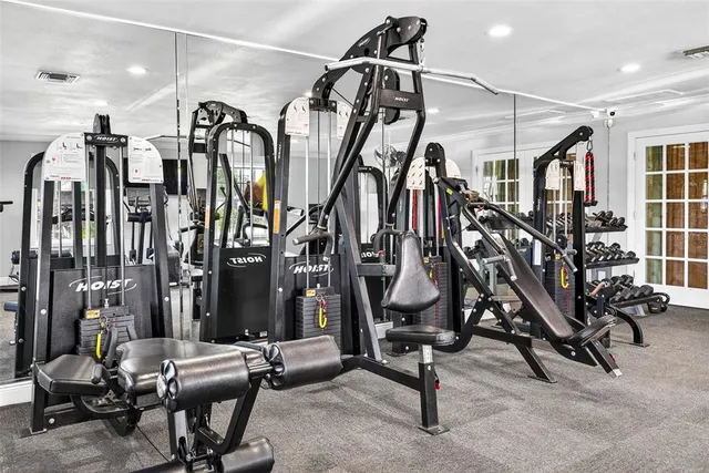 a view of a room with gym equipment