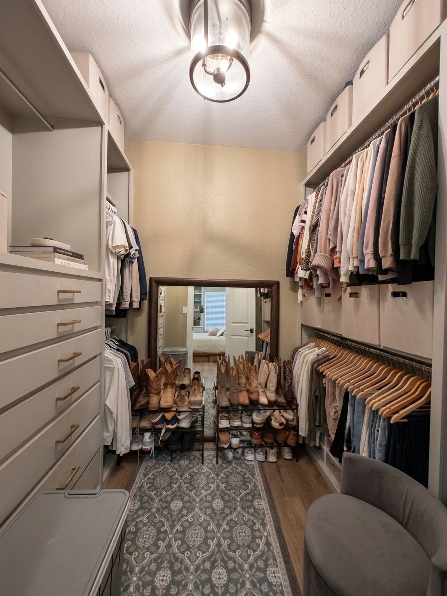 13513 Menard Way Elgin, TX 78621 - Photo 8 of 18 Walk in closet featuring dark wood-type flooring and a chandelier
