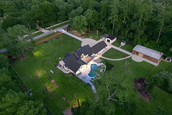 a view of a swimming pool with an outdoor space