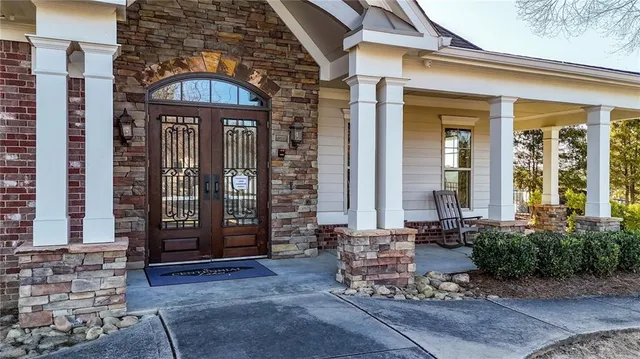 a view of outdoor space with seating