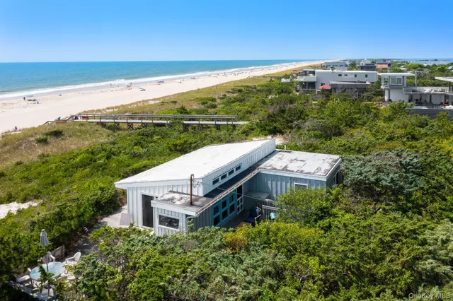 a aerial view of a house with a garden