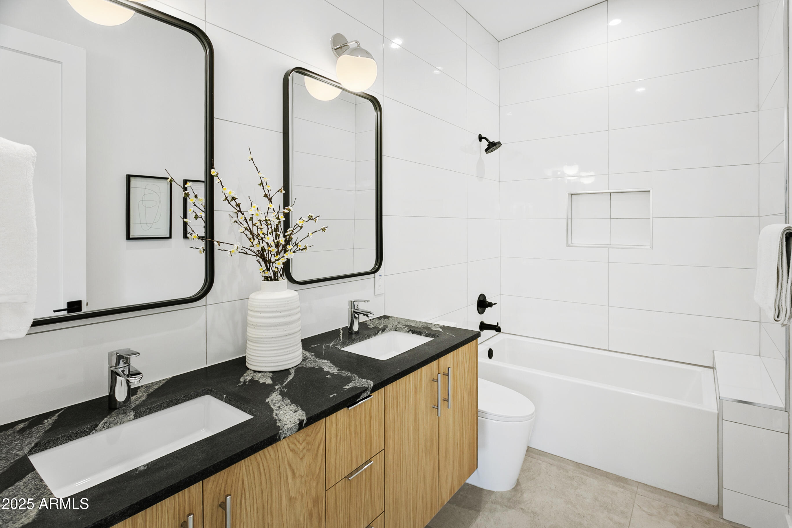 4002 North 33rd Place Phoenix, AZ 85018 - Photo 40 of 80 a bathroom with a granite countertop sink and a mirror