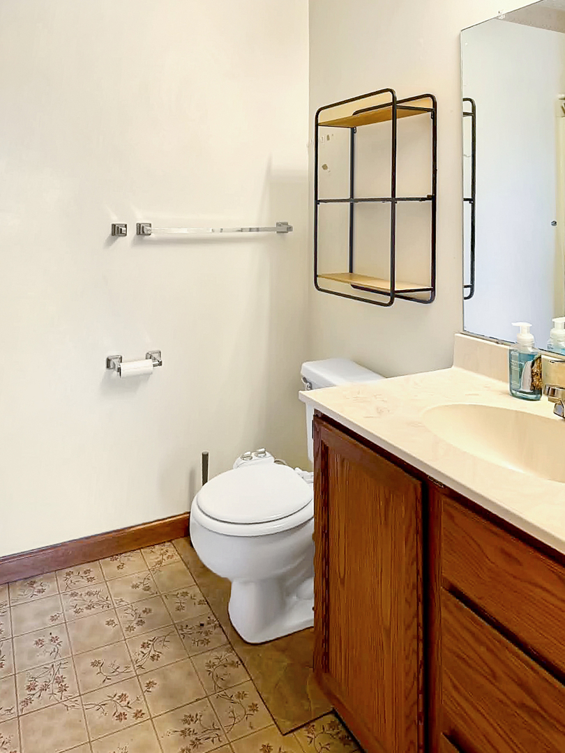 1008 Ascot Drive Rantoul, IL 61866 - Photo 21 of 24 a bathroom with a granite countertop sink toilet and mirror