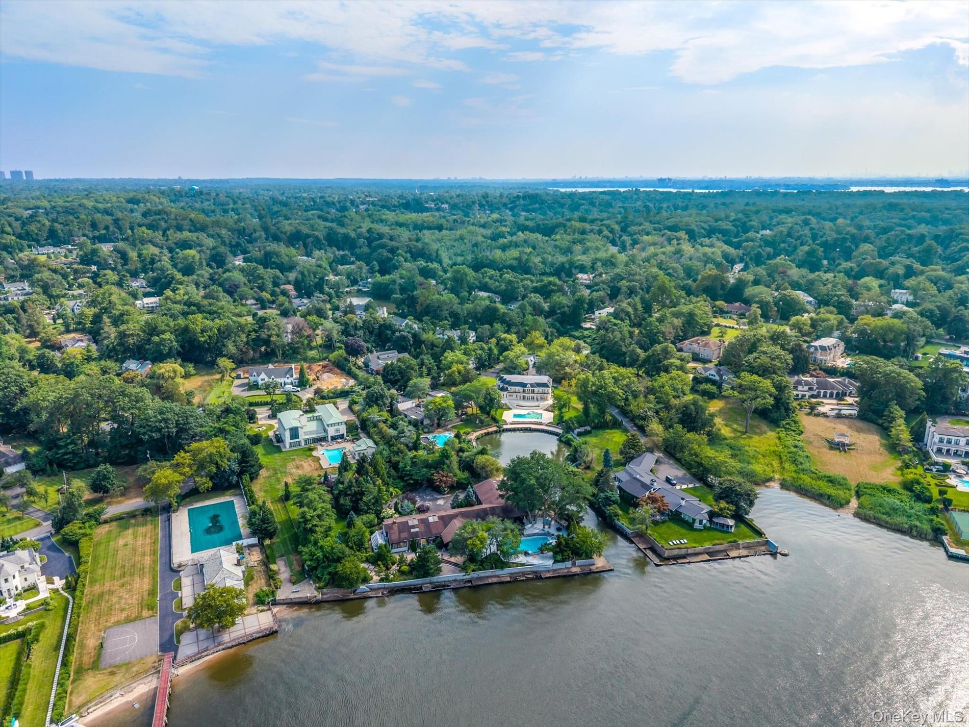 566 A East Shore Road Queens, NY 11024 - Photo 36 of 42 Aerial view of a forest and a pool area