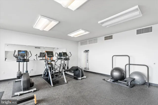 a view of a room with gym equipment