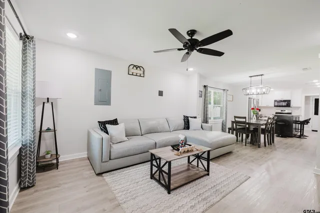 a living room with furniture
