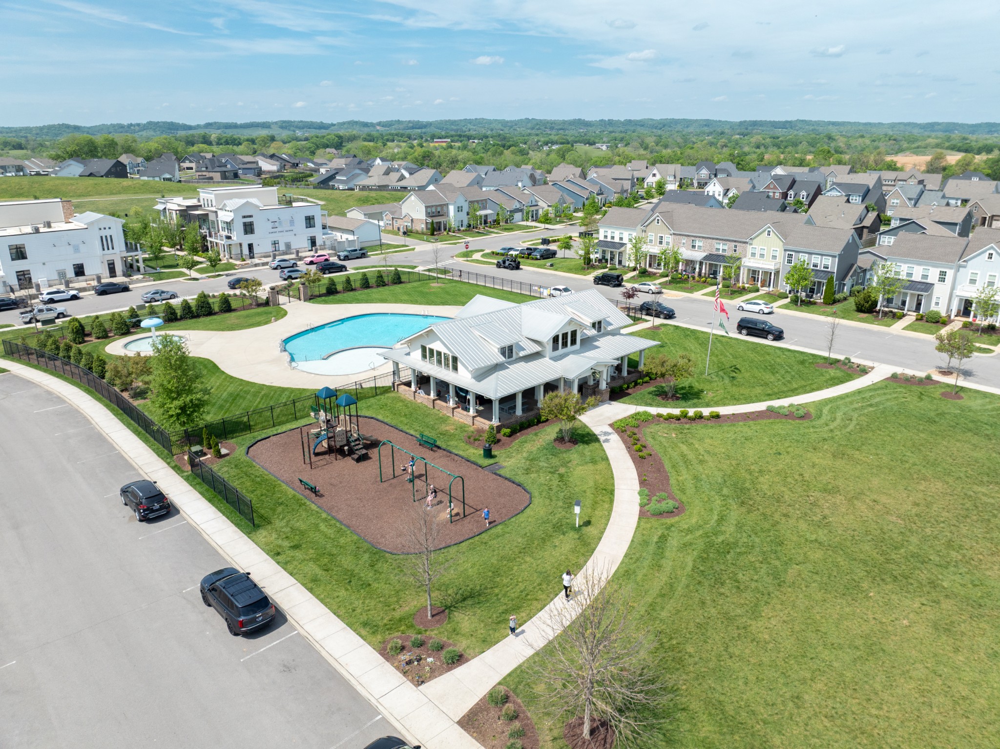 194 Phillips Bend Spring Hill Spring Hill, TN 37174 - Photo 65 of 70 an aerial view of residential houses with outdoor space and swimming pool