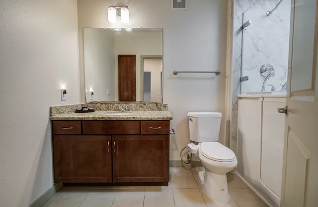 a bathroom with a bathtub