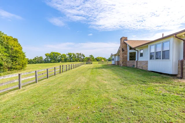 an aerial view of a trees with a yard