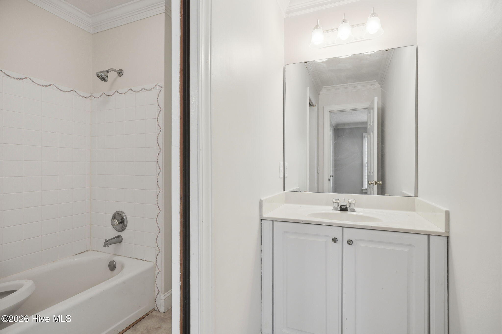 4076 Mobleys Bridge Road Grimesland, NC 27837 - Photo 45 of 66 JAck n Jill bath, tiled shower- between bedroom 4 and 5