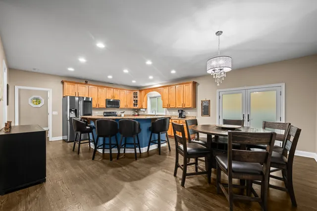 a view of a dining area with furniture