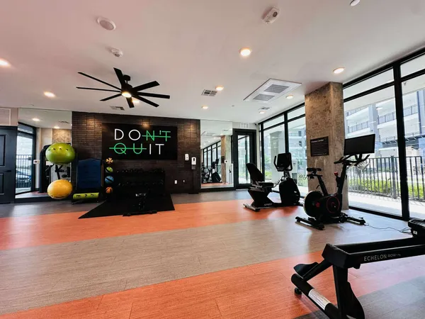 a view of a room with gym equipment