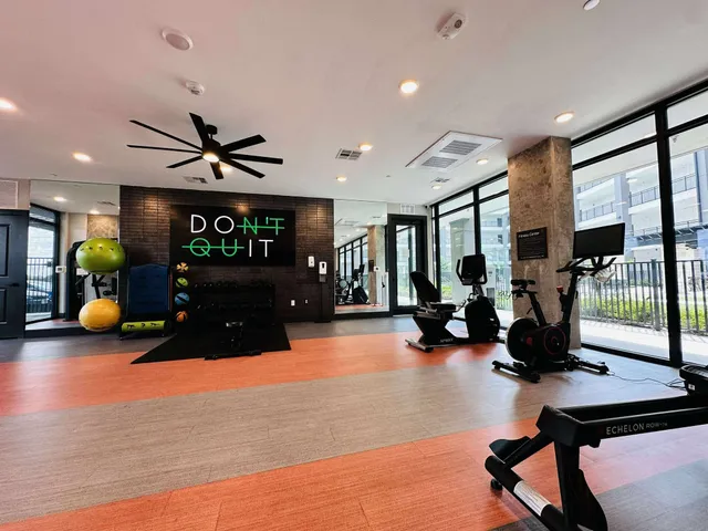 a view of a room with gym equipment