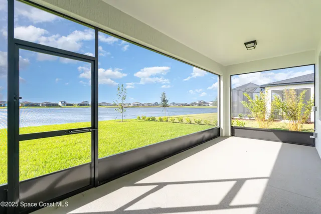 a view of an outdoor with a large window