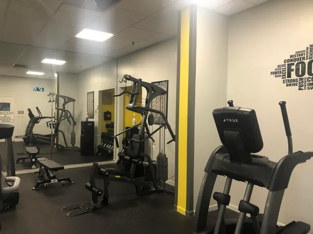 a view of a room with gym equipment