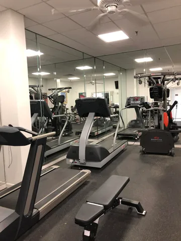 a view of a room with gym equipment