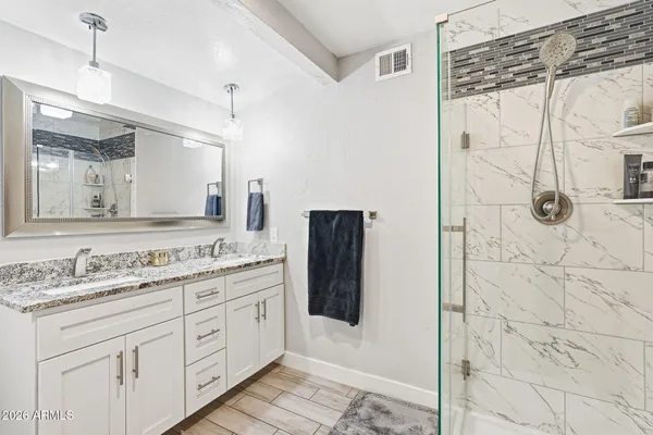 a room with toys and bathroom view