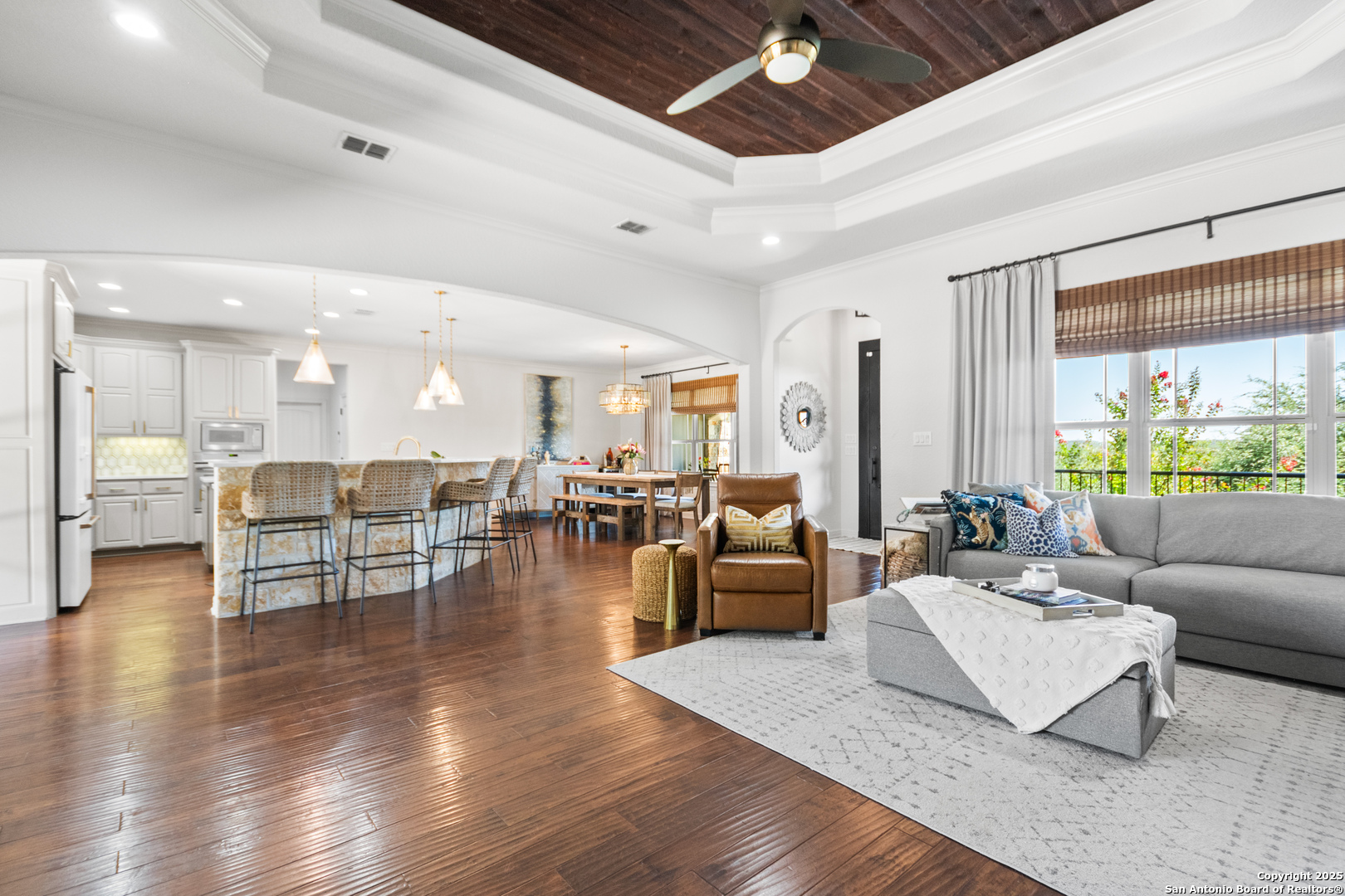 875 Shepherds Ranch Bulverde, TX 78163 - Photo 16 of 54 a living room with furniture and a large window