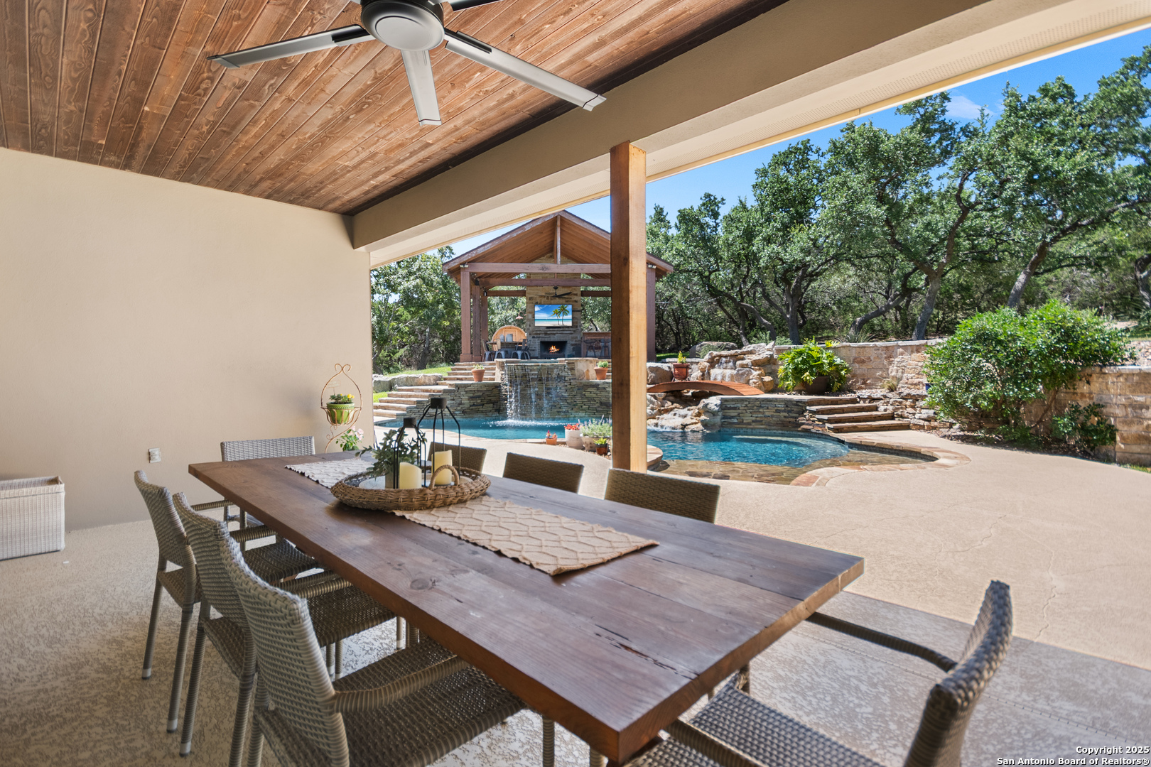 875 Shepherds Ranch Bulverde, TX 78163 - Photo 37 of 54 a outdoor dining space with furniture and outdoor view