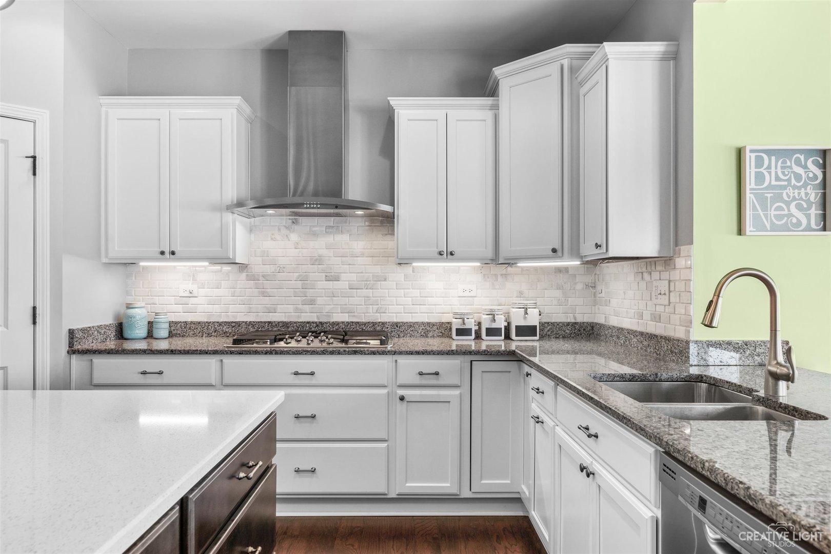 3806 Monterey Circle Algonquin, IL 60102 - Photo 6 of 33 a kitchen with granite countertop white cabinets and white appliances